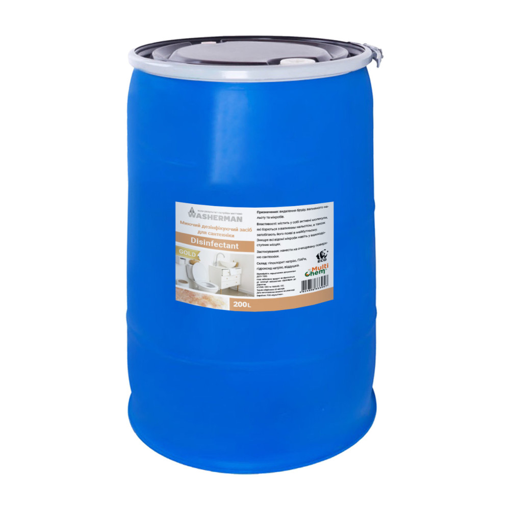 Моющее дезинфицирующее средство для сантехники Disinfectant Gold, 200 л