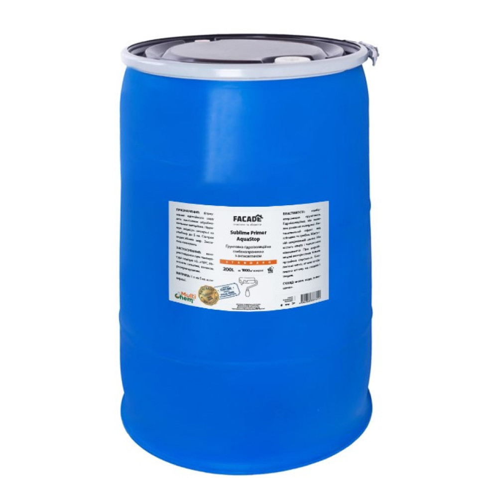 Грунтовка гидроизоляционная глубокопроницаемая с антисептиком Sublime Primer AquaStop Standard 200 л
